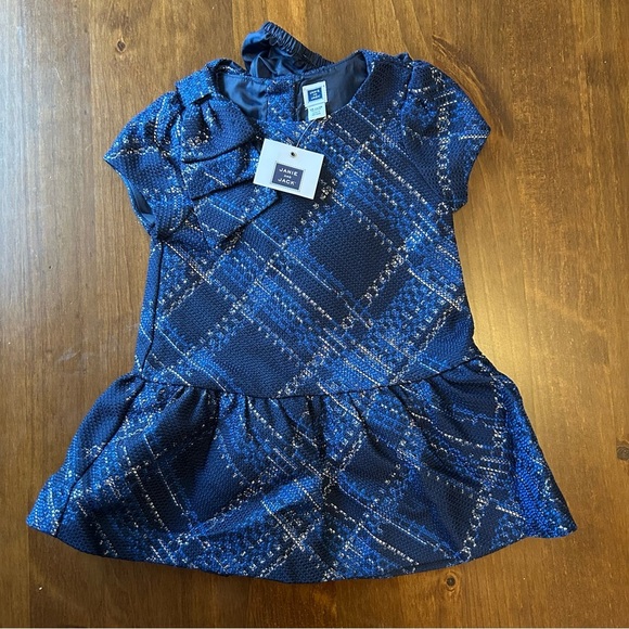 Janie and Jack Navy Plaid Baby Dress 12-18M NWT Holiday Party Outfit - Picture 2 of 9